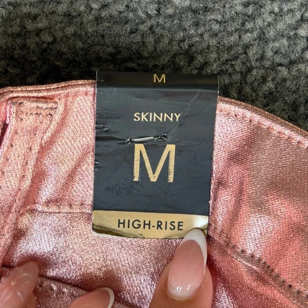 YMI Collections Metallic Pink Skinny Pants Rose Gold Coated‎ Stretch Medium NWT - Picture 4 of 10